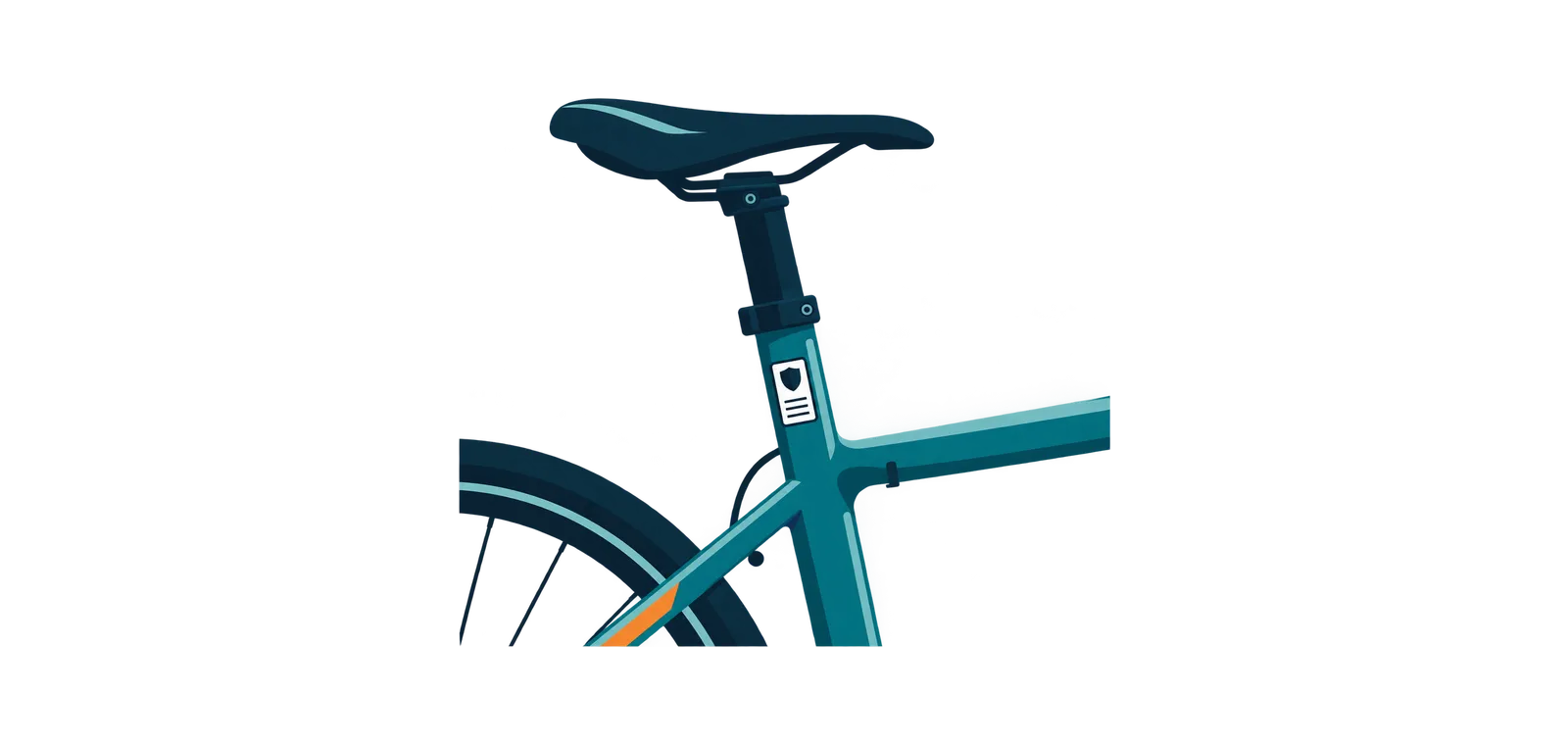 Illustration of an e-bike seat tube with a small class label sticker on it